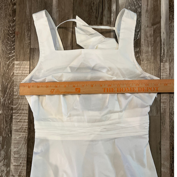 7th Avenue Sleeveless Square Neck Boho White Top Back Cutout Sash Waist Size XS - Picture 8 of 9